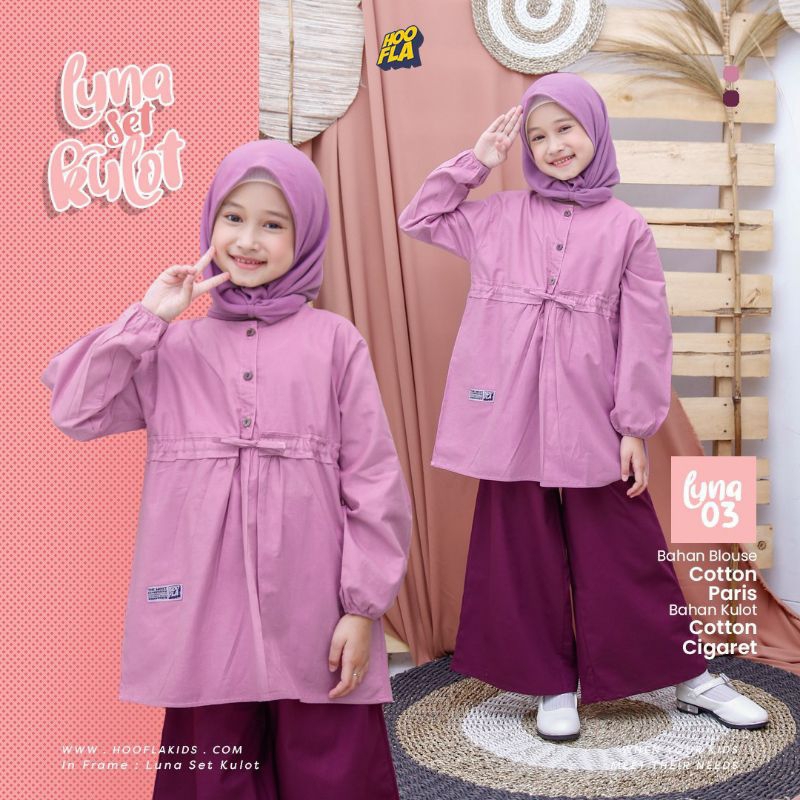 SETELAN LUNA KULOT, BAJU ANAK PEREMPUAN SET KULOT