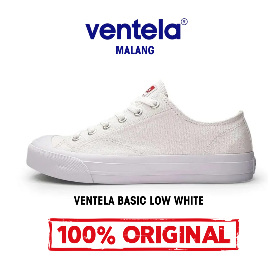 Sepatu Ventela Basic Low White Original 100% Sepatu Kasual Putih