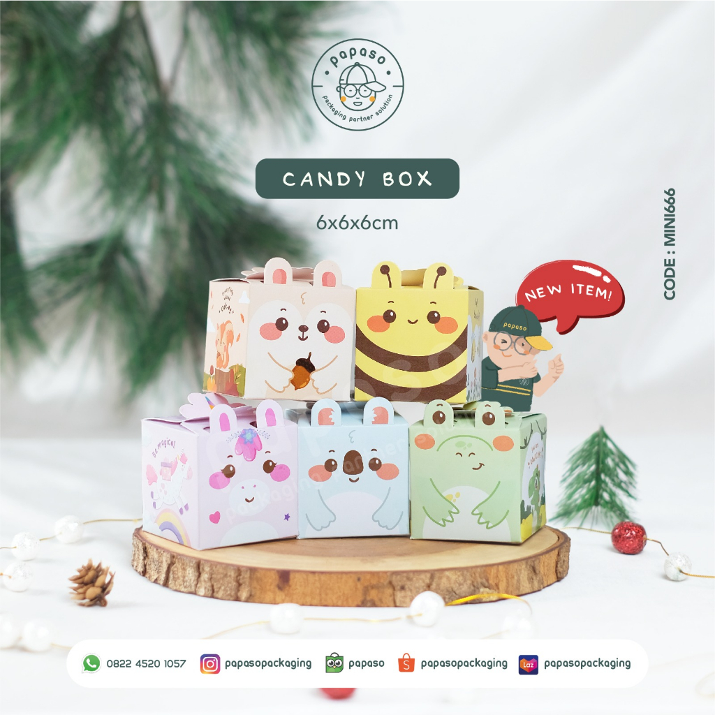 

Mini Cake Box / Kotak Permen / Candy Box / Box Kue / Wedding Cake Box Mini Animal Series 6x6x6cm