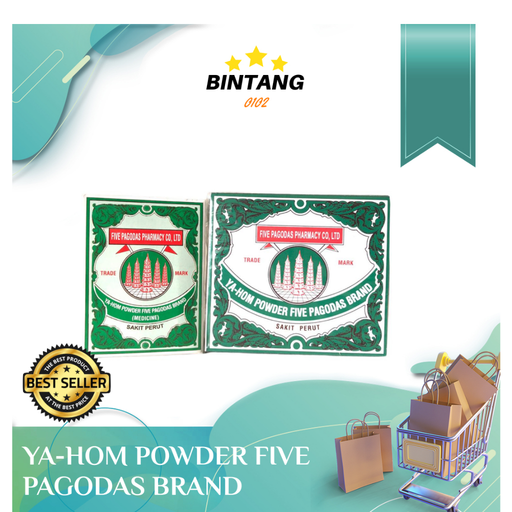 SALE - Ya Hom Powder Five Pagodas Brand Botol & Kotak Cap Lima Menara
