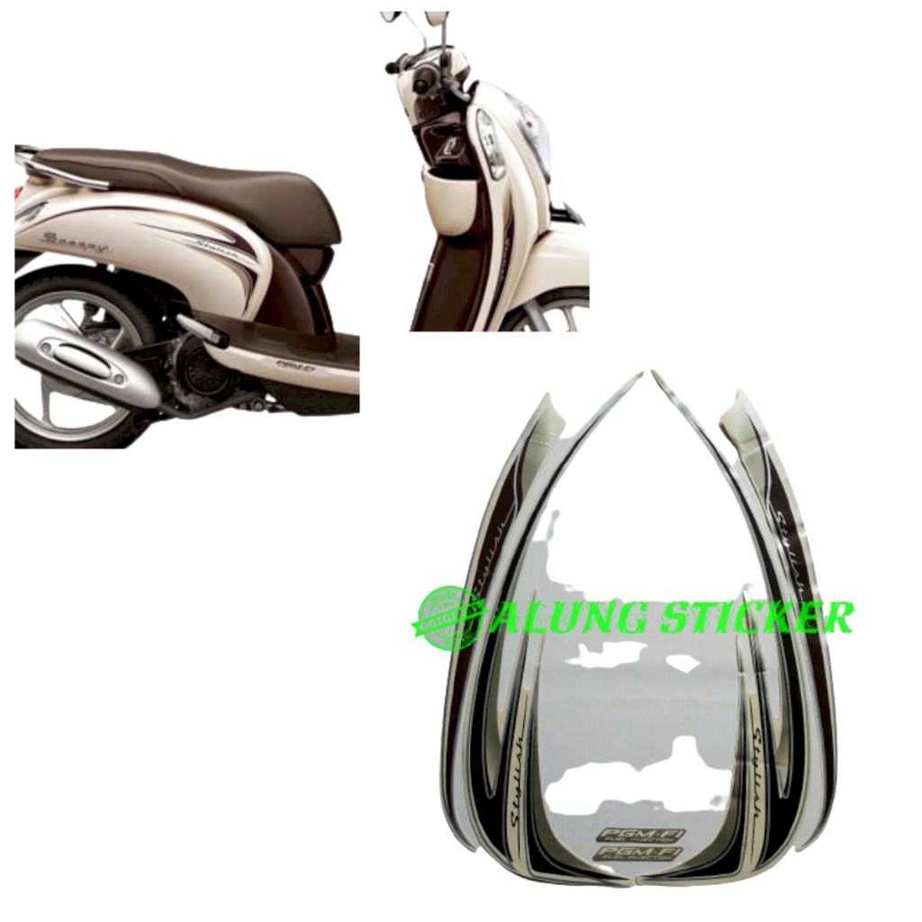 STIKER STRIPING LIS LES BODY MOTOR SCOOPY STYLISH 2015 CREAM