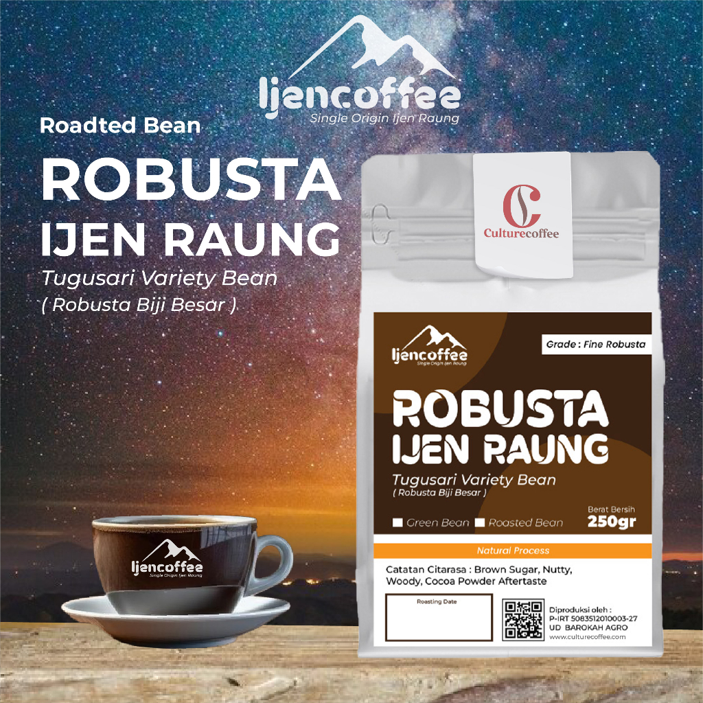 

biji kopi robusta tugusari biji besar 250gr roasted bean / kopi arabica tugusari biji besar roasted bean Grade A- Ijen Coffee