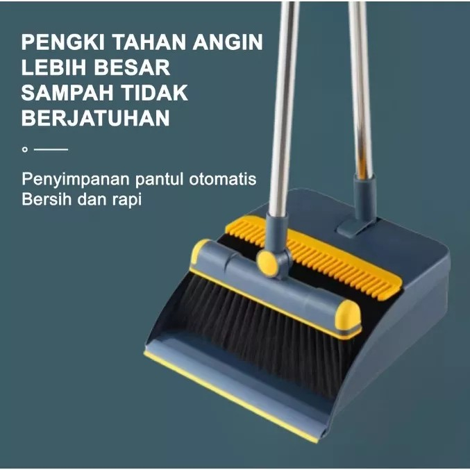 Broom set lipat sapu pengki tekuk sapu pengki lipat sapu pengki set - Broomset putih
