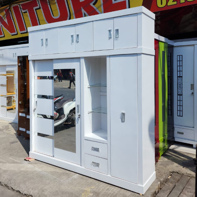 Lemari Baju Minimalis Jumbo 4 Pintu / Lemari Pakaian