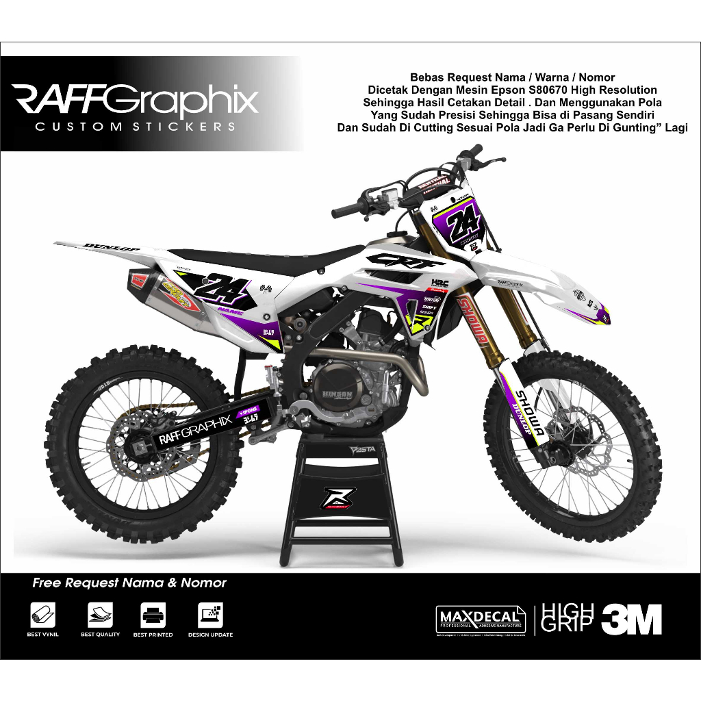 DECAL CRF 150 BODY 450 / DECAL CRF PUTIH BIRU /STICKER CRF SUPERMOTO