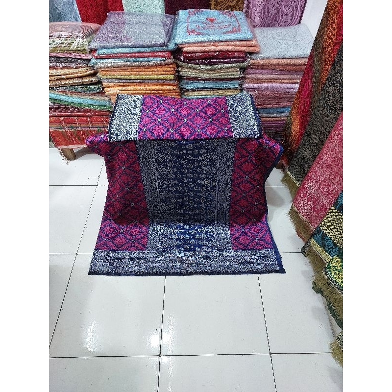 songket palembang asli bucin biru pink