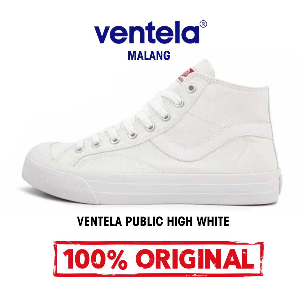 Sepatu Ventela Public High White Original 100% Sepatu Sneakers Putih