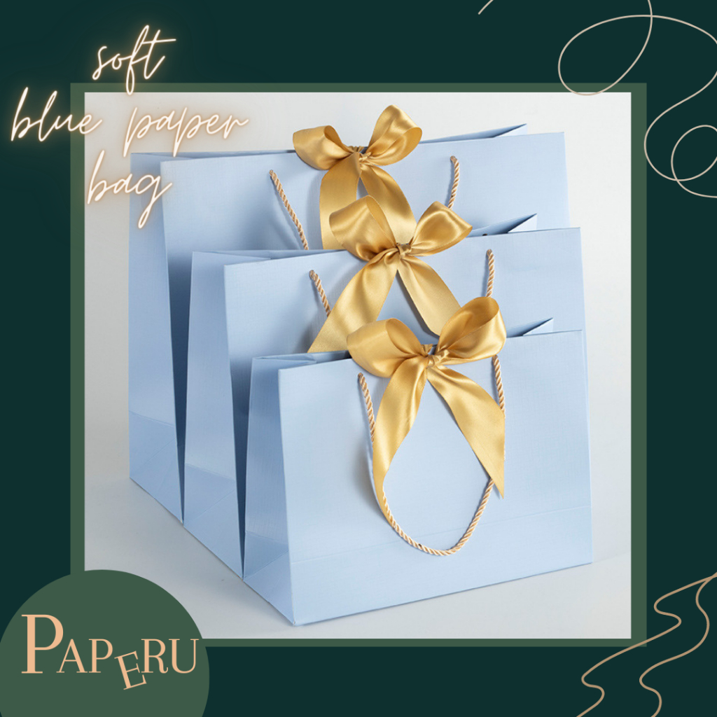 

[PAPERU] Baby Blue Paperbag Include Ribbons Premium Paper Bag Kantong Kado Goodie Bag
