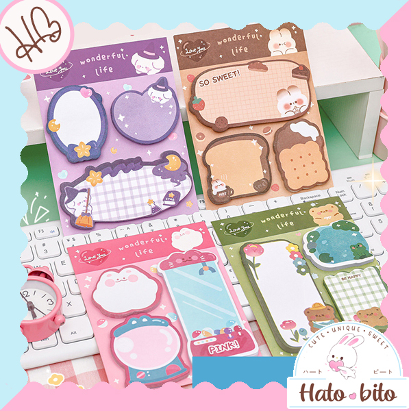 

1 Set isi 60 lembar sticky notes wonderful life kertas mini memo gambar motif lucu cute HB1466