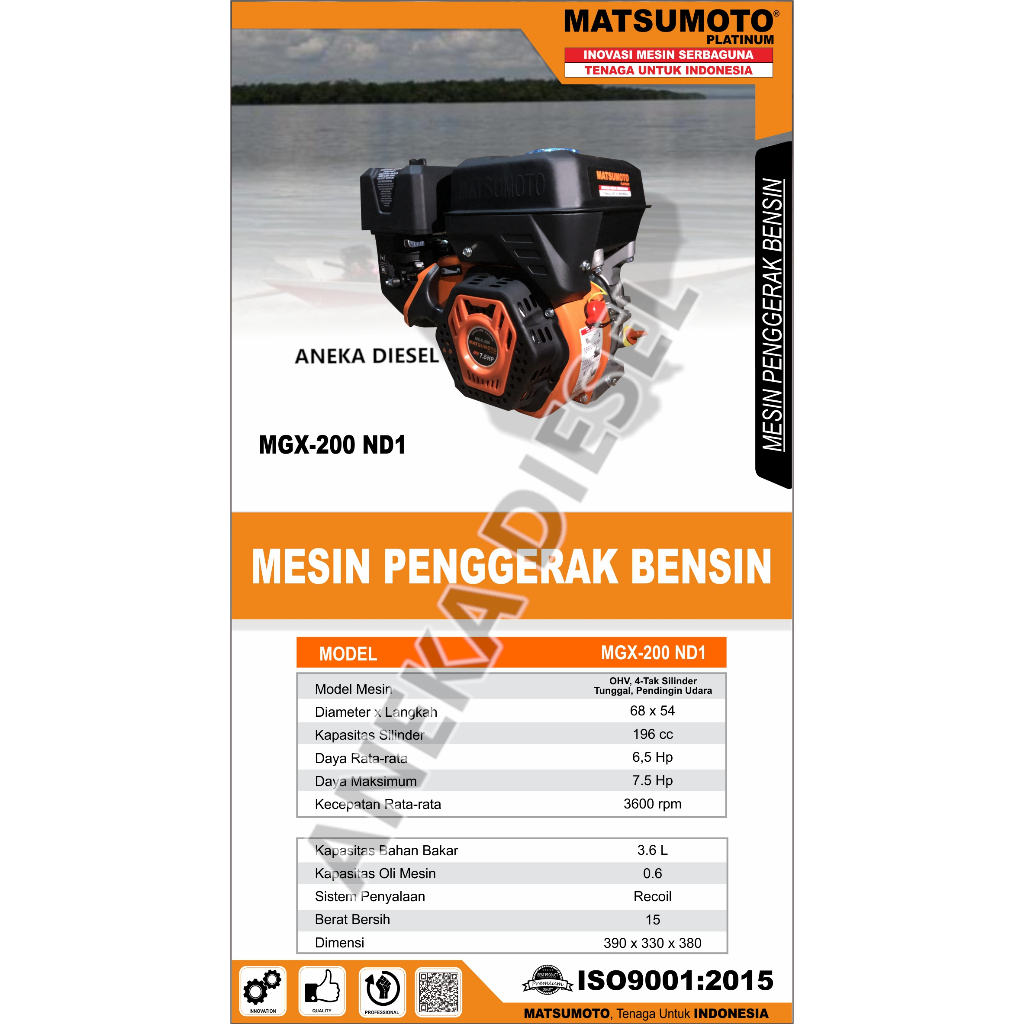 Mesin Penggerak 8Hp 4Tak MATSUMOTO MGX 200 ND1 / Mesin Serbaguna Bensin 8Hp 4Tak MATSUMOTO MGX 200 N