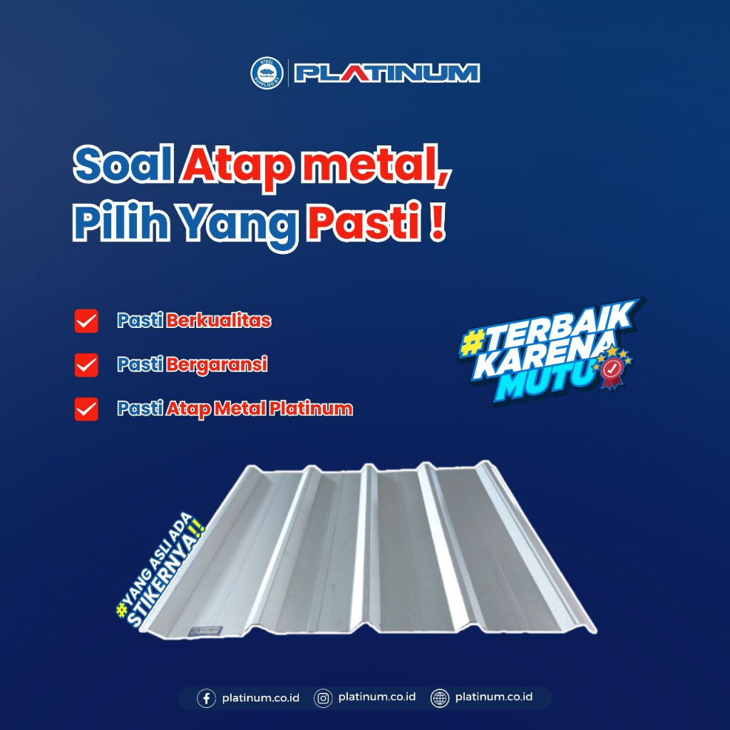 ATAP SPANDEK SNI / ATAP METAL PLATINUM / ATAP ZINCALUME AZ100 PANJANG 4 METER