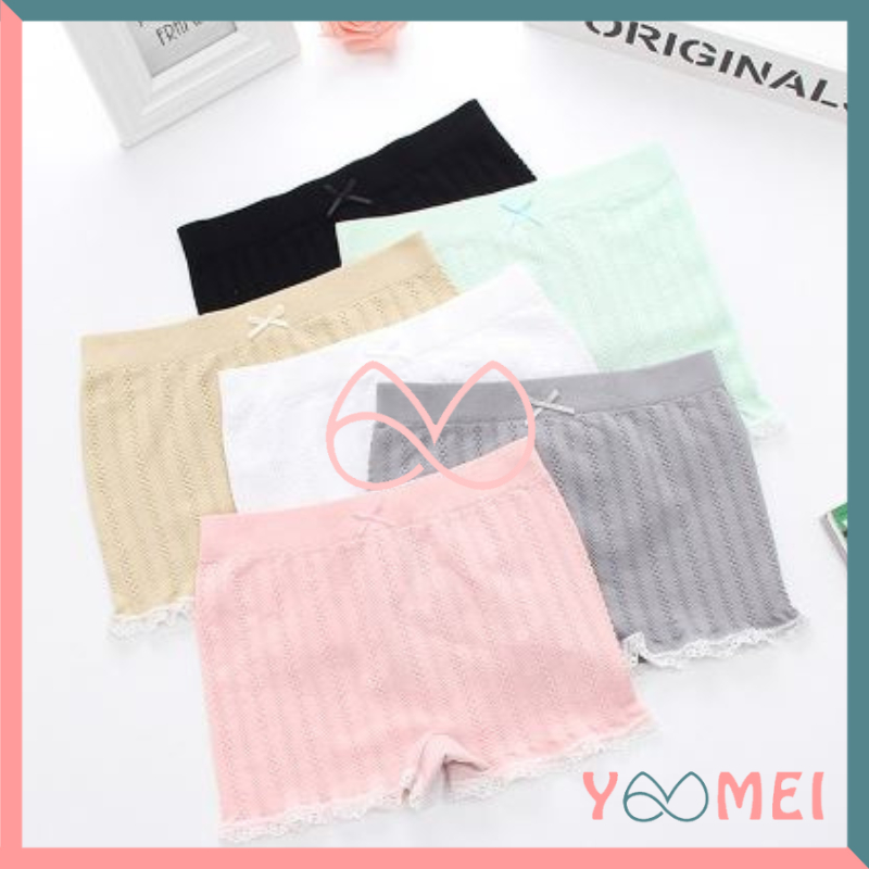 YOOMEI Celana Dalam Wanita Murah Motif Polos Short Pants Renda Bawah Halus