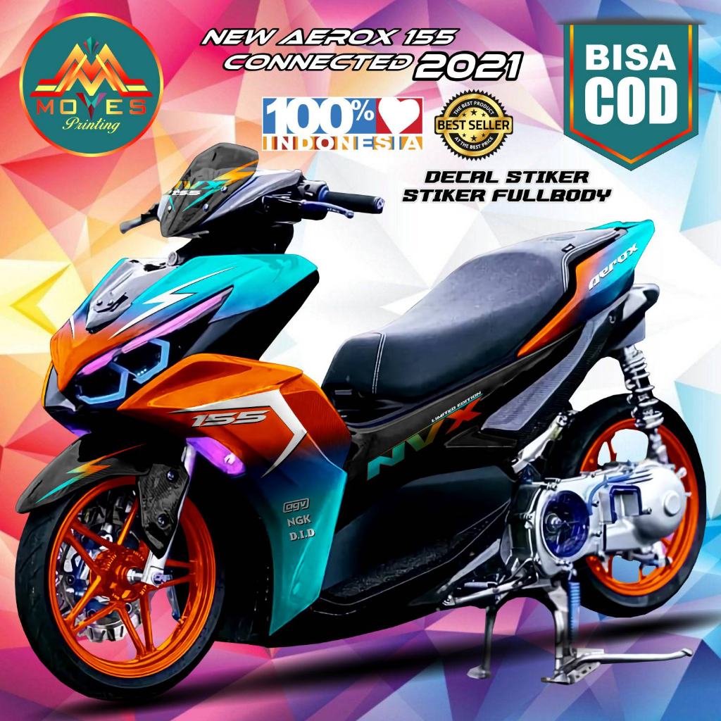 Bisa Cod. Decal Sticker Variasi Fullbody All New Aerox 155 Connected BUNGLON KUNING - Dekal Stiker A