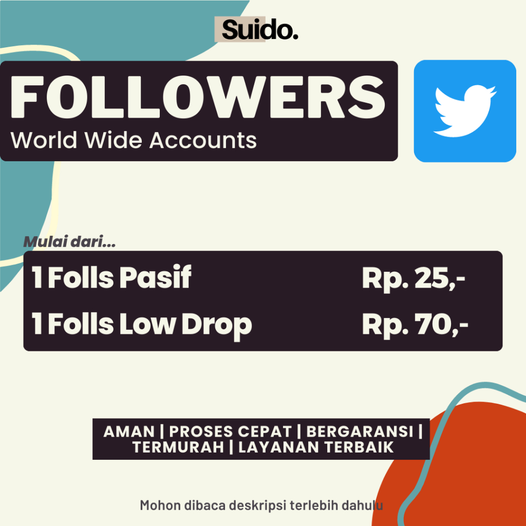 [Best Seller] Followers Twitter - Jasa Tambah Followers Twitter Permanen Bergaransi by Suido Media A