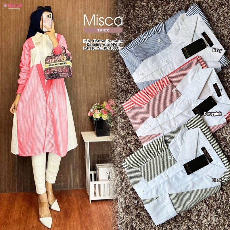 mischa Tunik by ALILA || Tunik wanita Busui polos Salur kombi Polos
