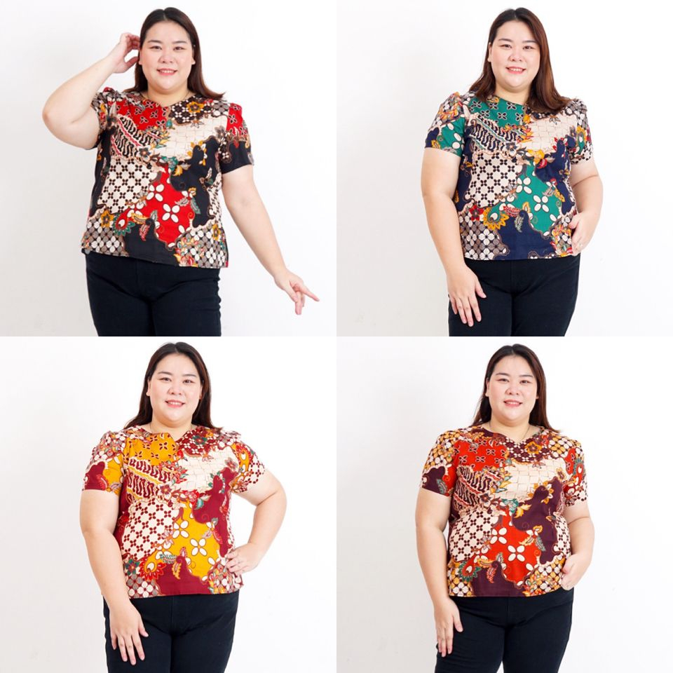 BAJU BLOUSE ATASAN BATIK WANITA MODERN JUMBO BIG SIZE 632B XXL XXXL LD 120cm BAJU KERJA KANTOR KASUA