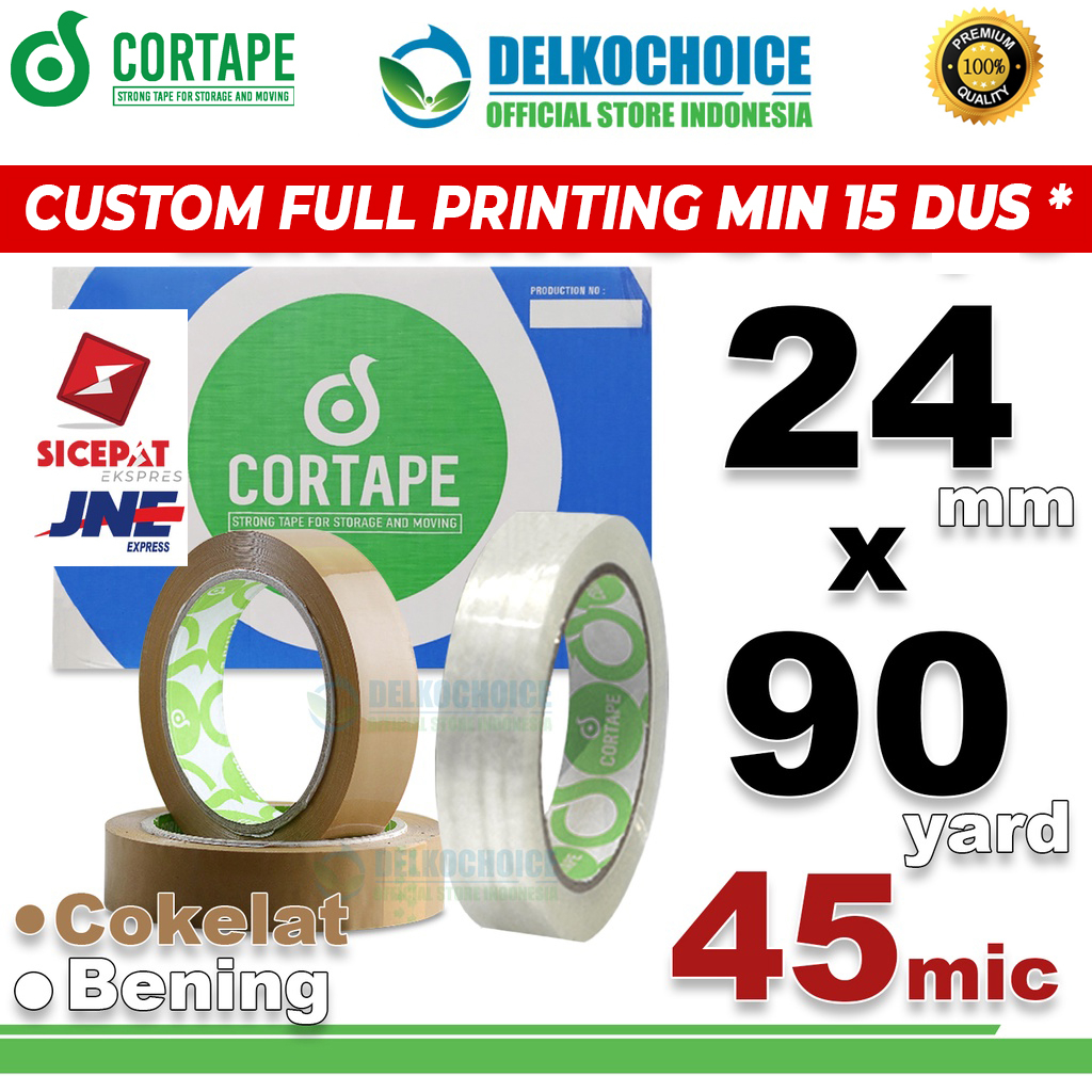 

Lakban 24mm x 90yard CORTAPE Plakban Isolasi OPP Tape PREMIUM / DUS KARGO