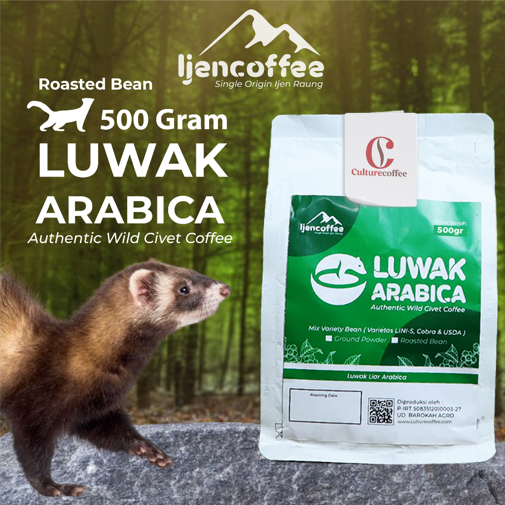 

biji kopi arabica luwak liar 500gr roasted bean / kopi arabica luwak liar roasted bean fermentasi perut luwak Grade A- Ijen Coffee