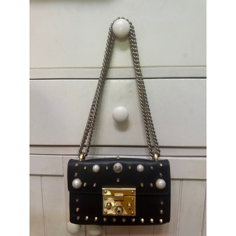 Padlock g*cci studded pearl preloved