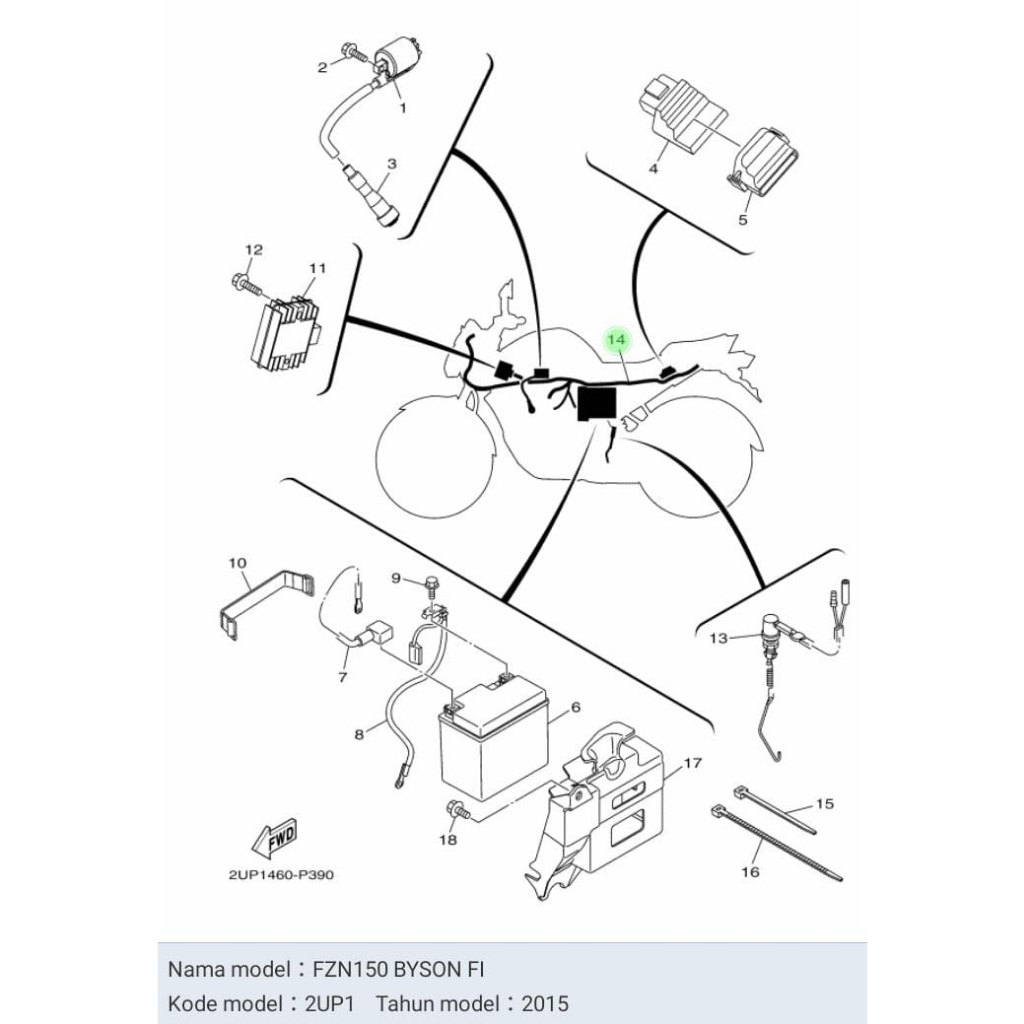 KABEL BODY BODI BYSON FI ASLI ORI YAMAHA 2UP H2590 00
