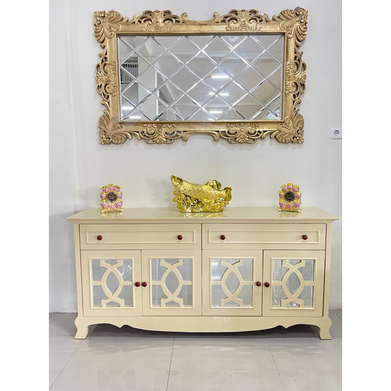 MEJA KONSUL LOKAL SET KACA JATI