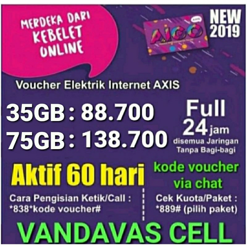 VOUCHER AXIS AIGO 30GB 65GB 25GB 50GB