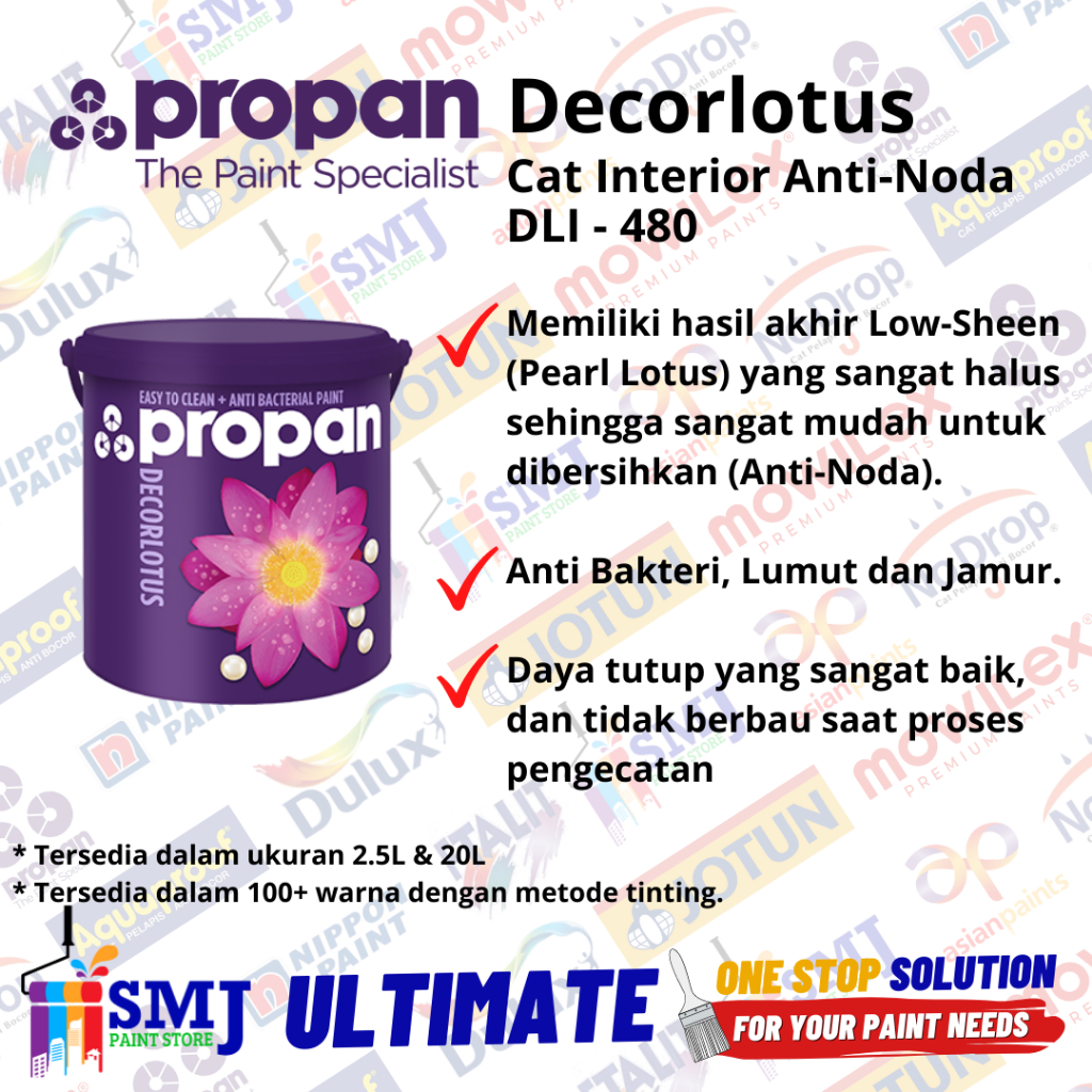 Cat Tembok Anti Noda PROPAN DECORLOTUS DLI 480 Warna tinting 20L