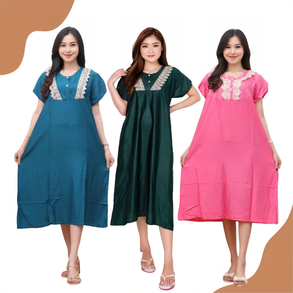 Daster Busui  Rayon Payung Polos Renda