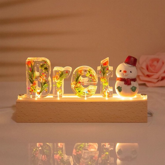 CUSTOM FLOWER LAMP - LAMPU HIAS RESIN HURUF - Dry Flower / Warna / Flower Lamp / Resin art /