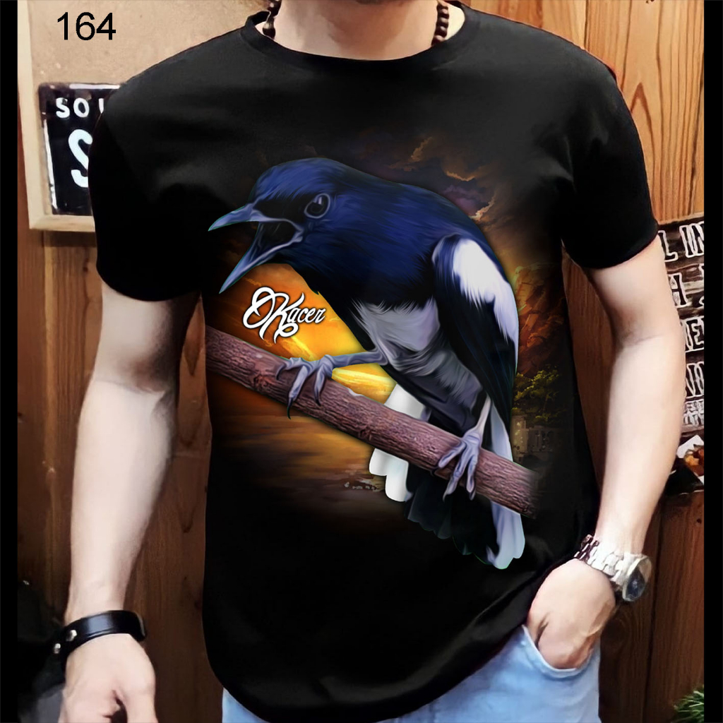Baju laki laki/kaos distro pria kicau mania burung murai batu/kacer/cucak ijo/lovebird