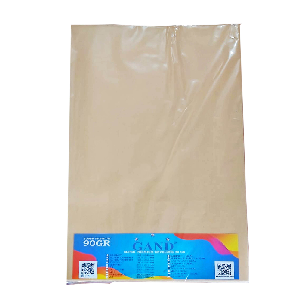 

Amplop Coklat F4/Folio Seal 90 gsm Gand 1 pack 100 lembar