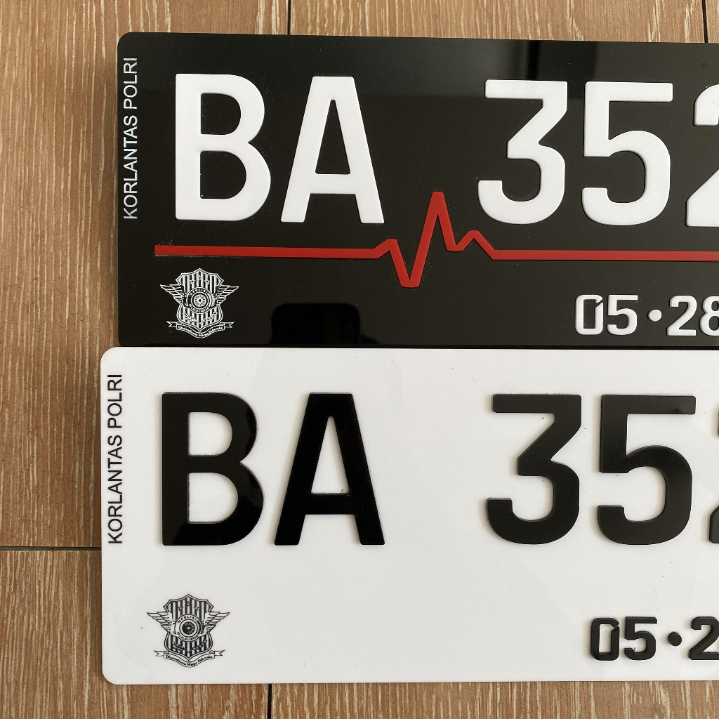 HJK Plat Mobil Putih Akrilik Timbul Mewah Custom Variasi / Plat Mobil Putih Hitam JDM Variasi Font