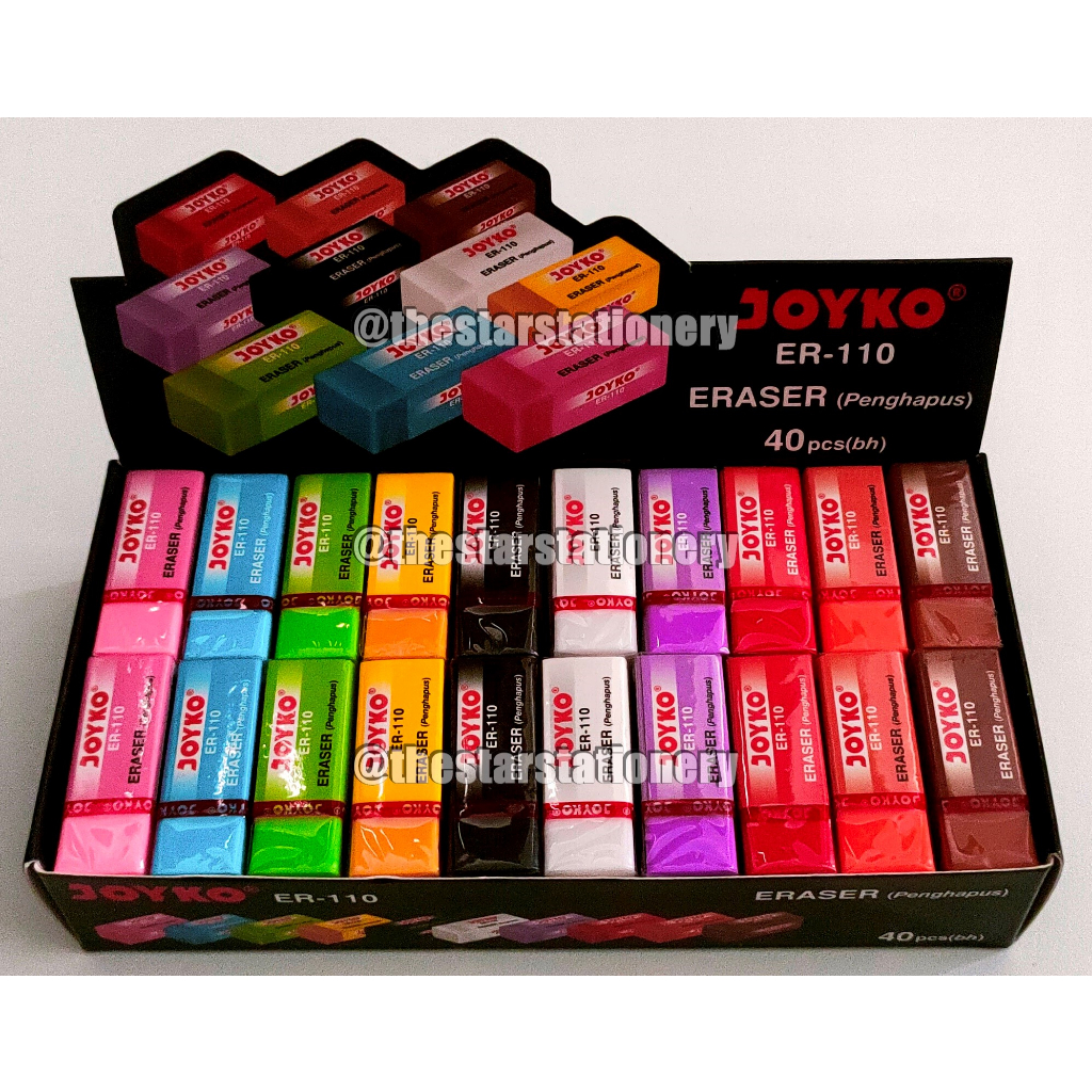 

(1 Pak isi 40 Pcs) Penghapus Joyko ER-110 10 Warna / Eraser Joyko ER 110 (1 Pak/40)