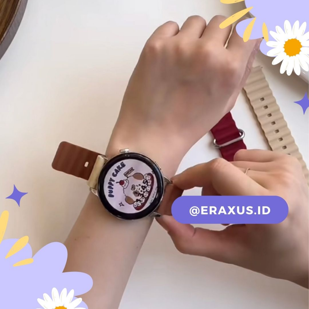 Eraxus Strap Ocean Band for Samsung Galaxy Watch 6 40mm 44mm / Galaxy Watch 6 Classic 43mm 47mm Strap Silicone Bracelet Belt 20mm 22mm Pengganti Tali Jam Model Terbaru