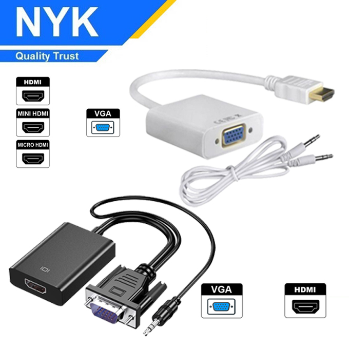 NYK Converter HDMI to VGA - Mini HDMI to VGA - Micro HDMI to VGA