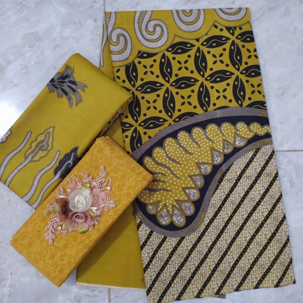 Kain Batik Katun Premium Seragam Bridesmaid Warna Kuning Lemon Lime