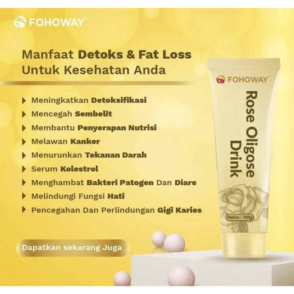 ROSE OLIGOSE DRINK Fohoway : Detox - Fatloss - Pelangsing - Detoksifikasi - Pencernaan - Prebiotik