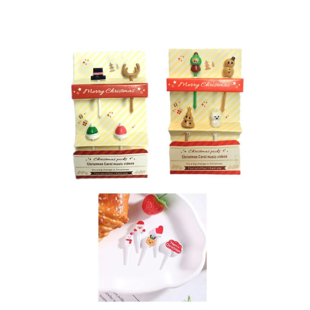 Tusukan Bento Christmas Topi Chrismas Boneka Chrismas Perintilan Bento Karakter