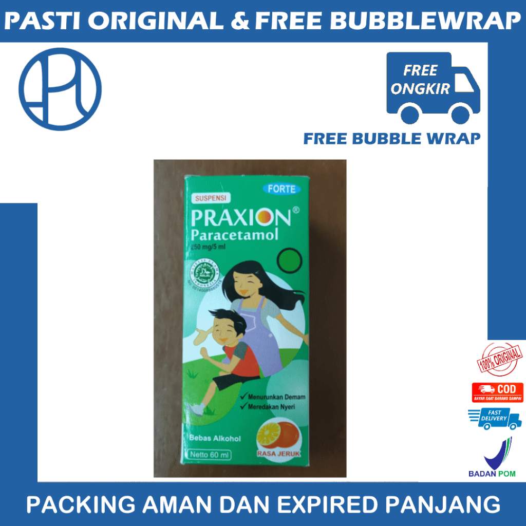 PRAXION FORTE PARACETAMOL 250MG BOTOL 60ML SUSPENSI ANAK BALITA DEMAM SIRUP