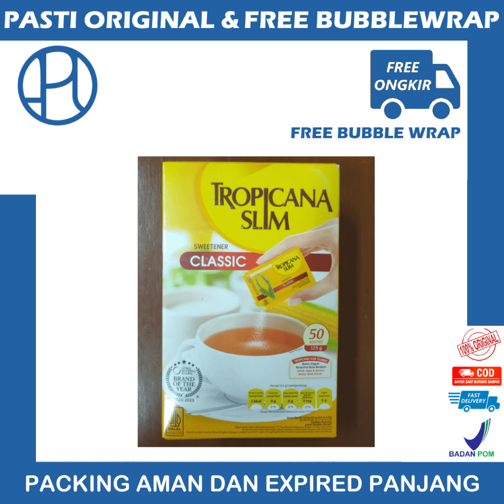 

TROPICANA SLIM SWEETENER CLASSIC PER BOX ISI 50 SASET PEMANIS PENGGANTI GULA