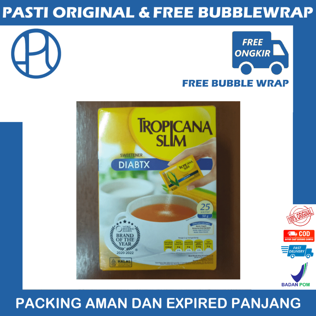 

TROPICANA SLIM SWEETENER DIABTX PER BOX ISI 25 SASET PEMANIS PENGGANTI GULA