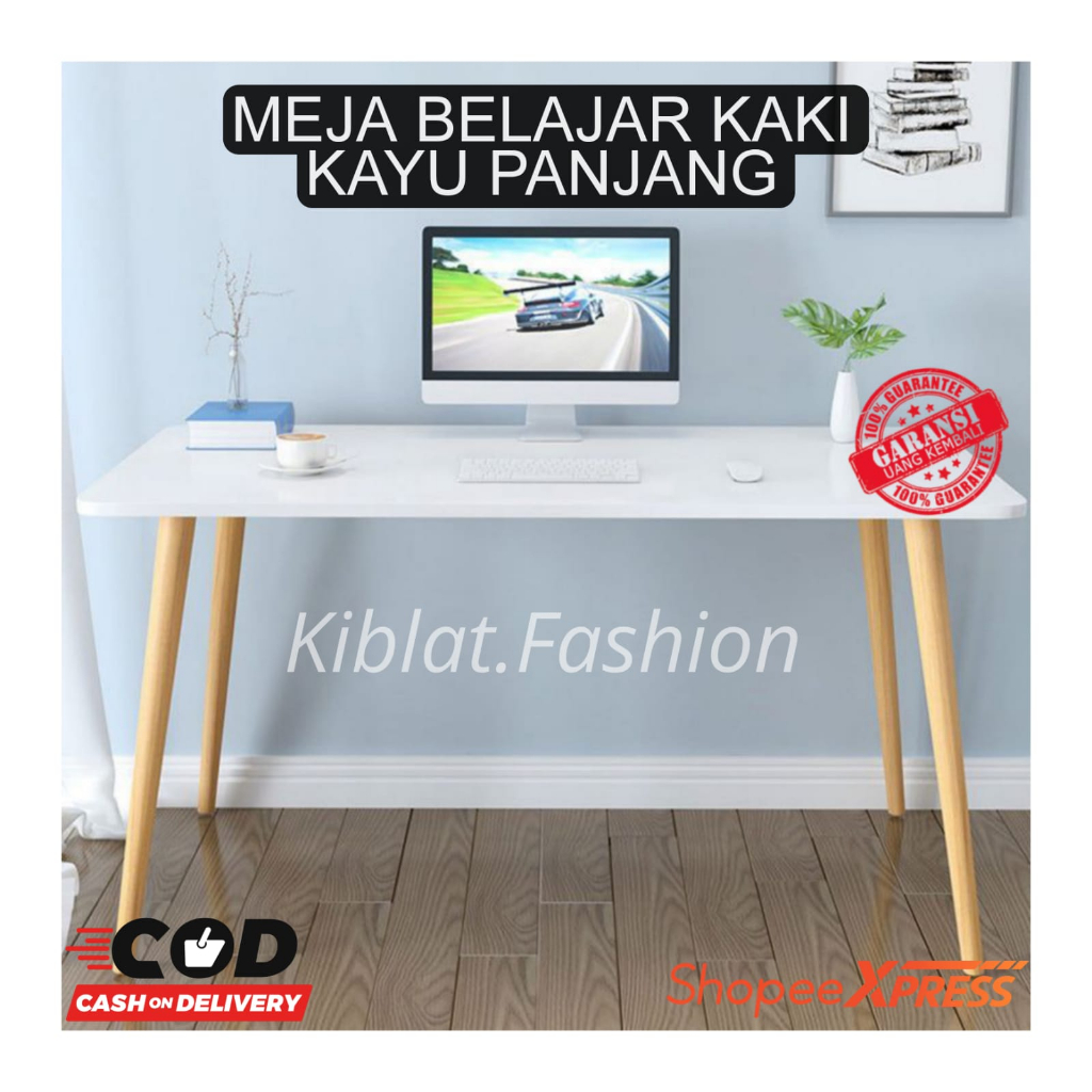 Meja Belajar Kaki Kayu Tinggi 70cm / Meja Nail Art Kantor Meja Komputer Laptop Minimalis Meja Aesthe