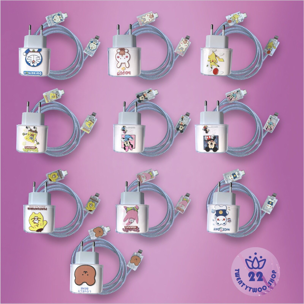 Pelindung Kabel Data / Charger USB Tipe C Motif Snoopy / Hati / Pokemon / Melody / Kaws Batok iPhone