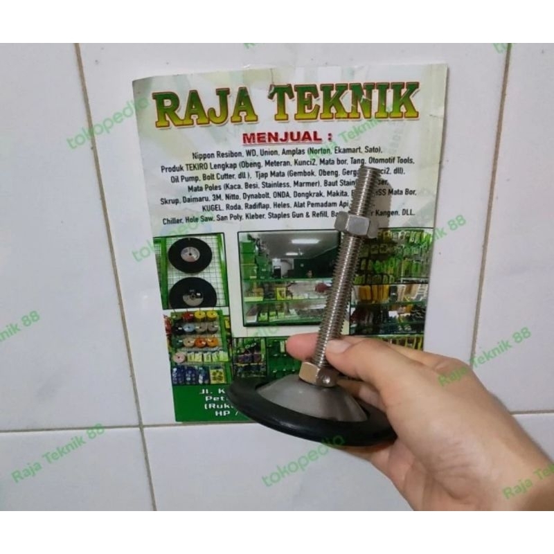 kaki meja stainless m10 x 100 + karet / kaki meja stainless m10x100 + karet / foot adjuster stainles