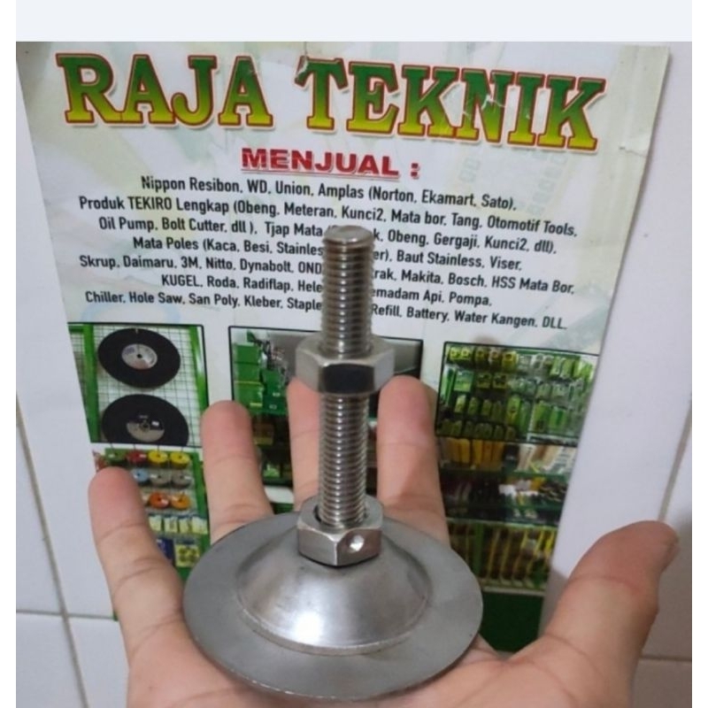 kaki meja stainless m10 kunci 17 m10x70/ kaki meja stainless m10 x 70 / foot adjuster stainless m10 