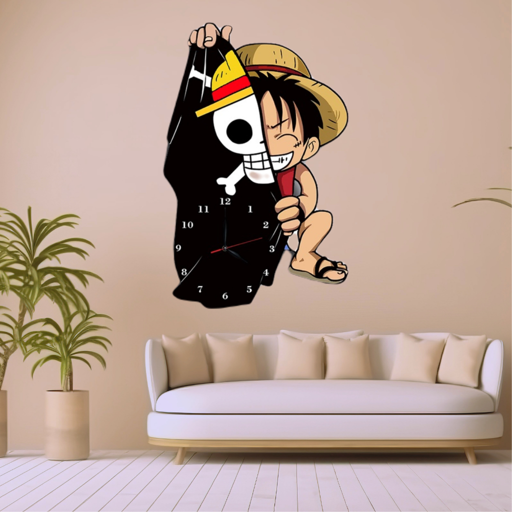 Jam Dinding 3D Anime onepiece free box batrai Aio.official