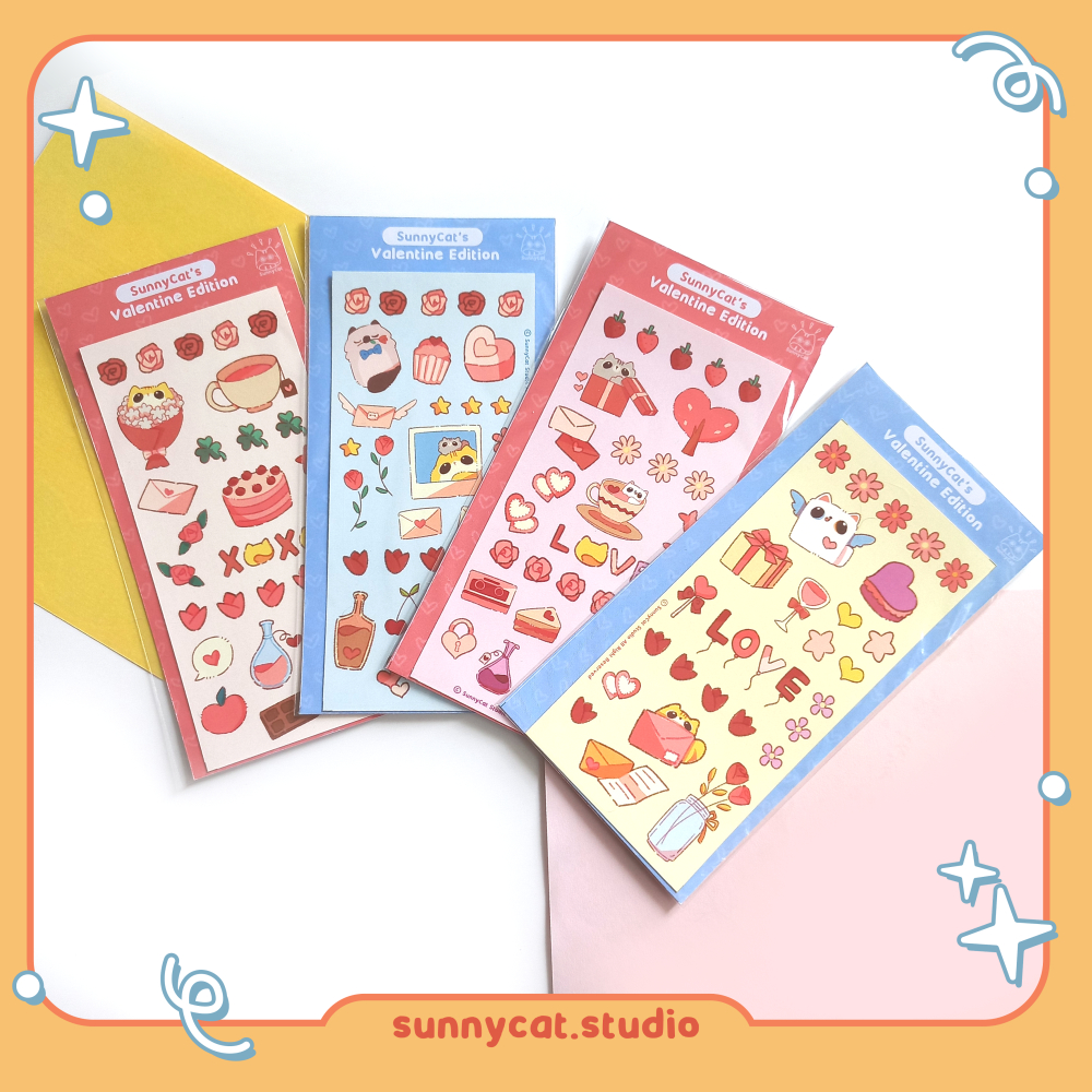 

SUNNYCAT STUDIO Valentine Sticker Sheet / Stiker Kiss Cut