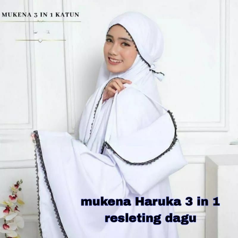 MUKENA HARUKA 3 IN 1, MUKENA DEWASA, MUKENA KATUN, MUKENA RESLETING DAGU
