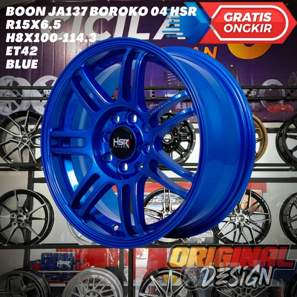 Velg Mobil Ring 15 HSR BOON R15 Blue Untuk Brio , Ignis , Yaris , Ayla