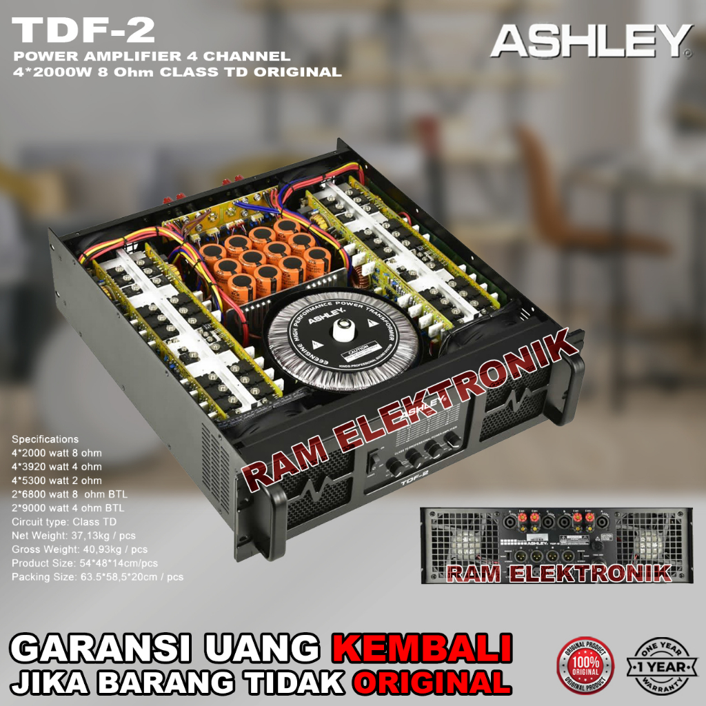 Power Amplifier ASHLEY TDF2 / TDF-2 Class TD 4 Channel Original